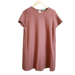 Vintage United Colors of Benetton Plaid Shift Pocket Dress Size Small